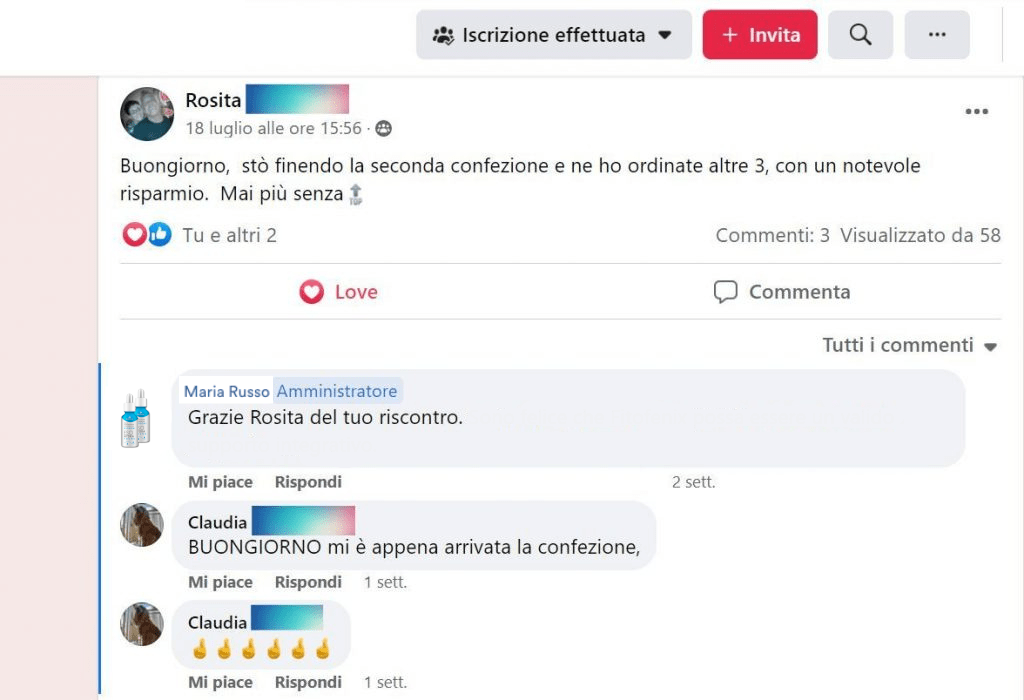 Testimonianza Facebook Reale per Eso Hydra Young