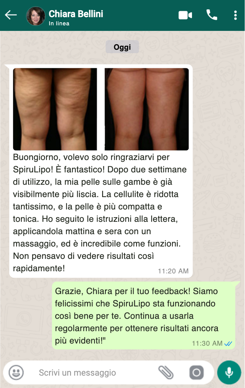 Testimonianza Cliente SpiruLipo Crema Anticellulite